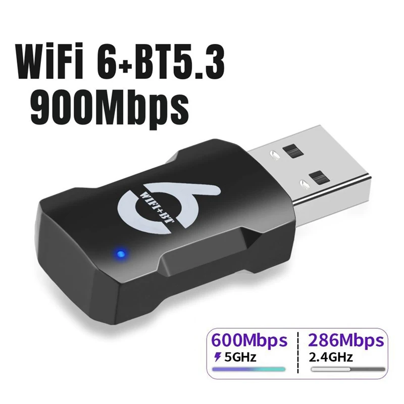 USB واي فاي محول 900Mbps بلوتوث 5.3 لاسلكي ثنائي النطاق 2.4G/5Ghz واي فاي USB دونغل Wlan استقبال للكمبيوتر/الكمبيوتر المحمول