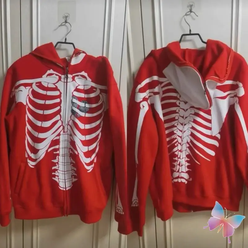 

Толстовка на молнии с принтом Red Ghost Skull Rib Crack, куртка Kapital, винтажная уличная одежда, большие размеры, мужские и женские толстовки с капюшоном на Хэллоуин