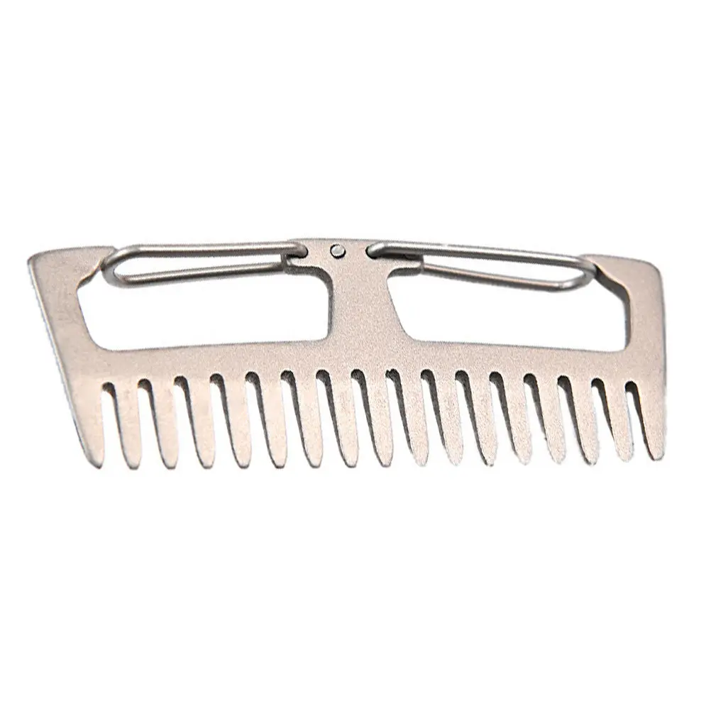 1Pcs Portable Outdoor Comb Titanium Alloy Anti-Static Keychain Lightweight Multi-Function Small Travel Comb Outdoor Supplies