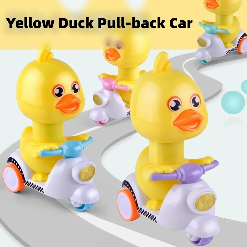 1PCS Manual Pressing Head Free Rotation Cute Duck Press Car Motorcycle Anti-collision And Anti Drop  Toys Mini Car For Kids