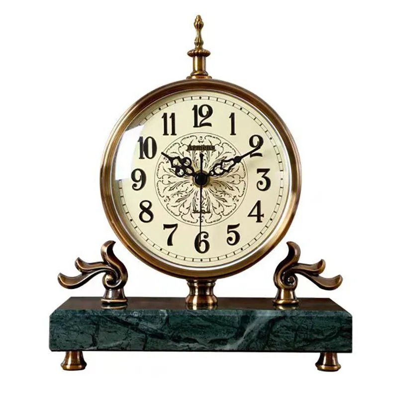 European Style Table Clocks Creative Desktop Clocks Wall Home Decor Living Room Study Retro Metal Watch Desktop Ornament