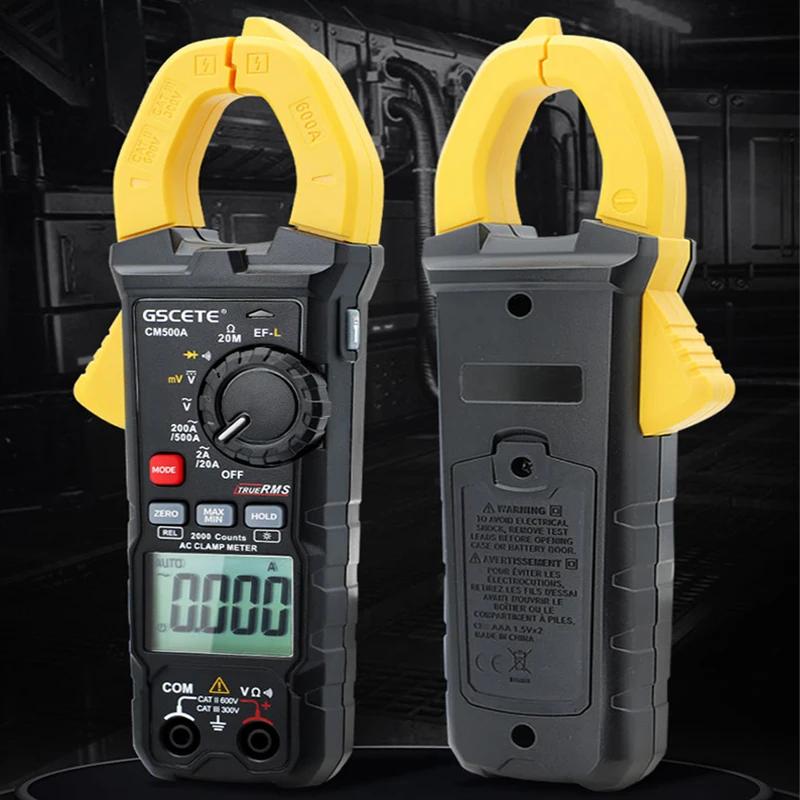 GSCETE Professional Digital Clamp Multimeter DC/AC Electrician Automotive Tester 400A/500A/600A Current Digital Clamp Meter