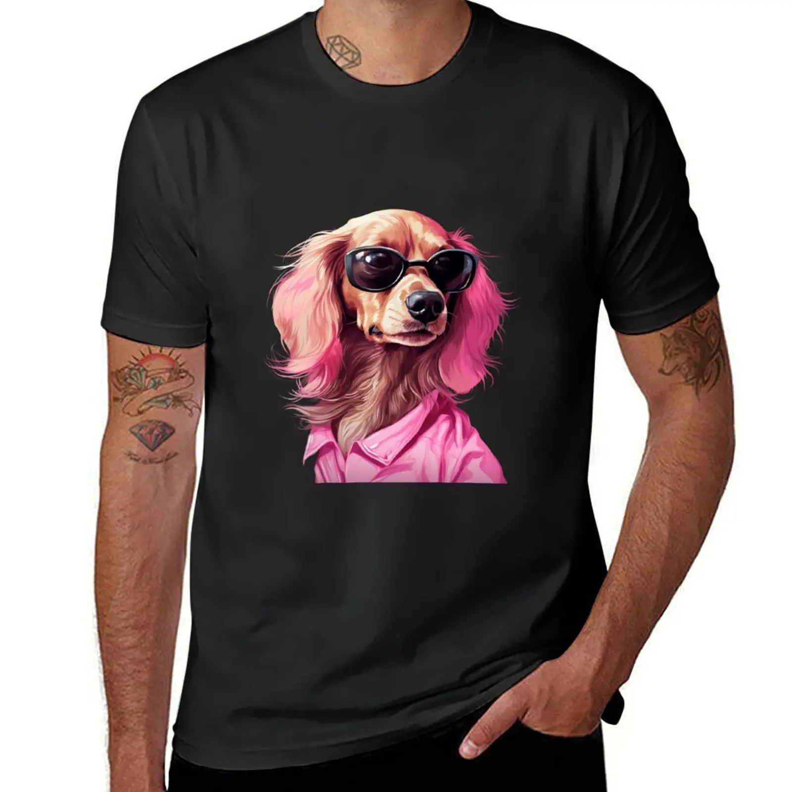 

Pink Dog T-Shirt blanks plus sizes kawaii clothes fitted t shirts for men