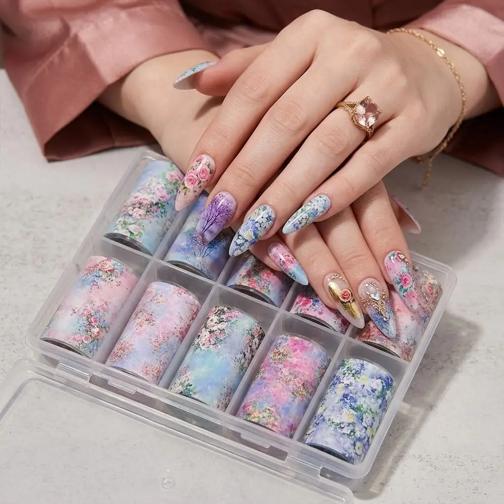Lace Design Nail Foils Stripe Pattern Leopard Print Nail Stickers Black White Sequin Effect Nail Decorations Nail Decoration