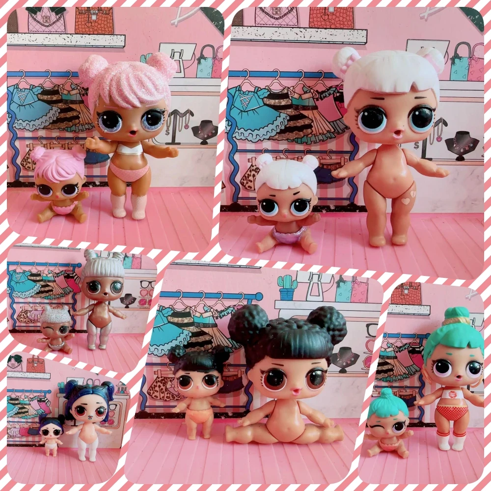 LOL dolls sisters set, dos muñecas humanoides grandes y pequeñas, juguetes de colección DIY para niñas, regalo de cumpleaños para niños