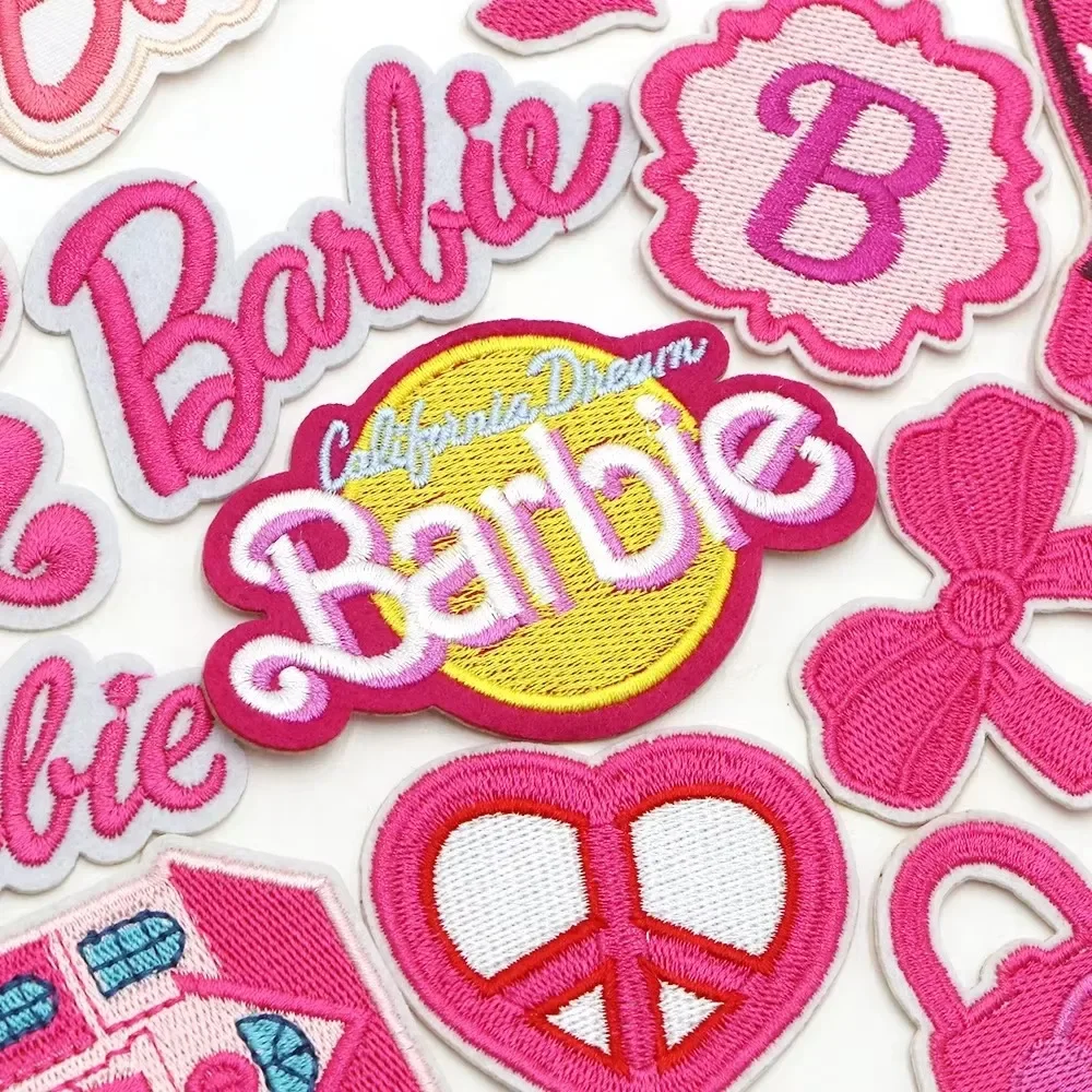 3 Teile/satz Barbie Gestickte Kleidung Patch Brief Kawaii Mini Kinder Loch Patches Cartoon Tuch Dekor Eisen Kleidung Zubehör Diy