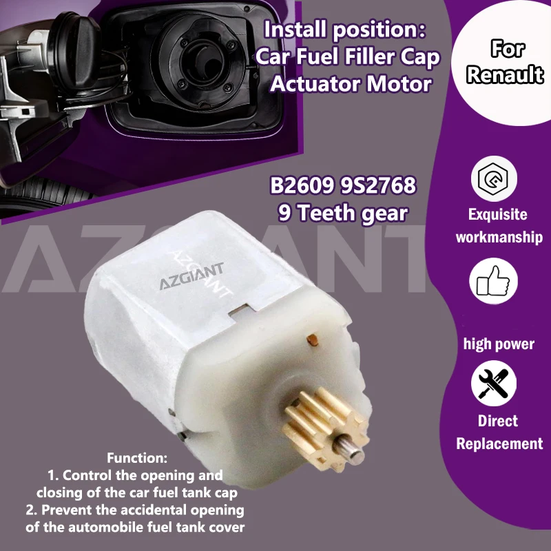 Tampa do Tanque de Combustível AZGIANT B2609 9S2768 com Motor de Engrenagem 9T para Renault Megane III 2008-2016/Kangoo MK2 2008-2020