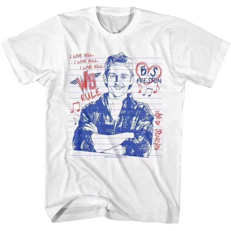 Camiseta para hombre I Love Bill S Preston Notebook Doodles