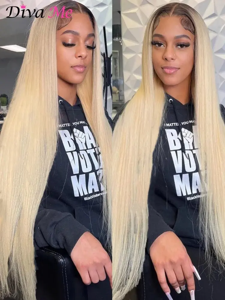 13x4 HD Lace Frontal Wig 613 Blonde 150 Density 30 inch 13x6 Glueless Human Hair Wigs Straight Pre Bleached Brazilian  Hair Wigs