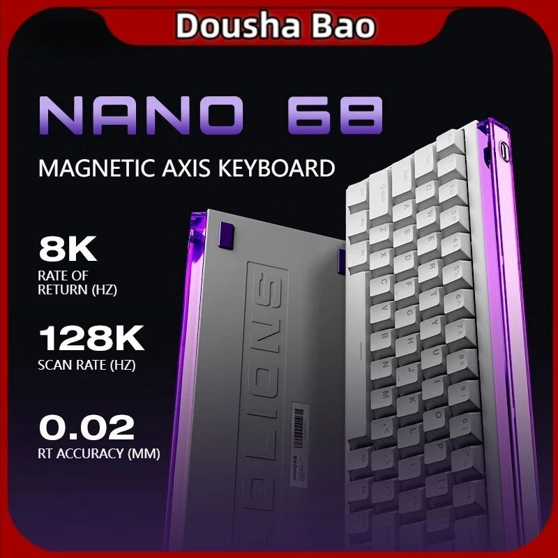 لوحة مفاتيح ميكانيكية ذات محور مغناطيسي عالي الأداء Nano68 Rgb Lightbox لوحة تحديد المواقع من سبائك الألومنيوم مناسبة للاعبين في الرياضات الإلكترونية