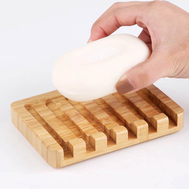 Seifenschale aus Bambusholz mit schrägem Wasserfall-Design, Seifenhalter, Seifenschoner für Dusche, Badezimmer, Waschbecken, Küche, Arbeitsplatte
