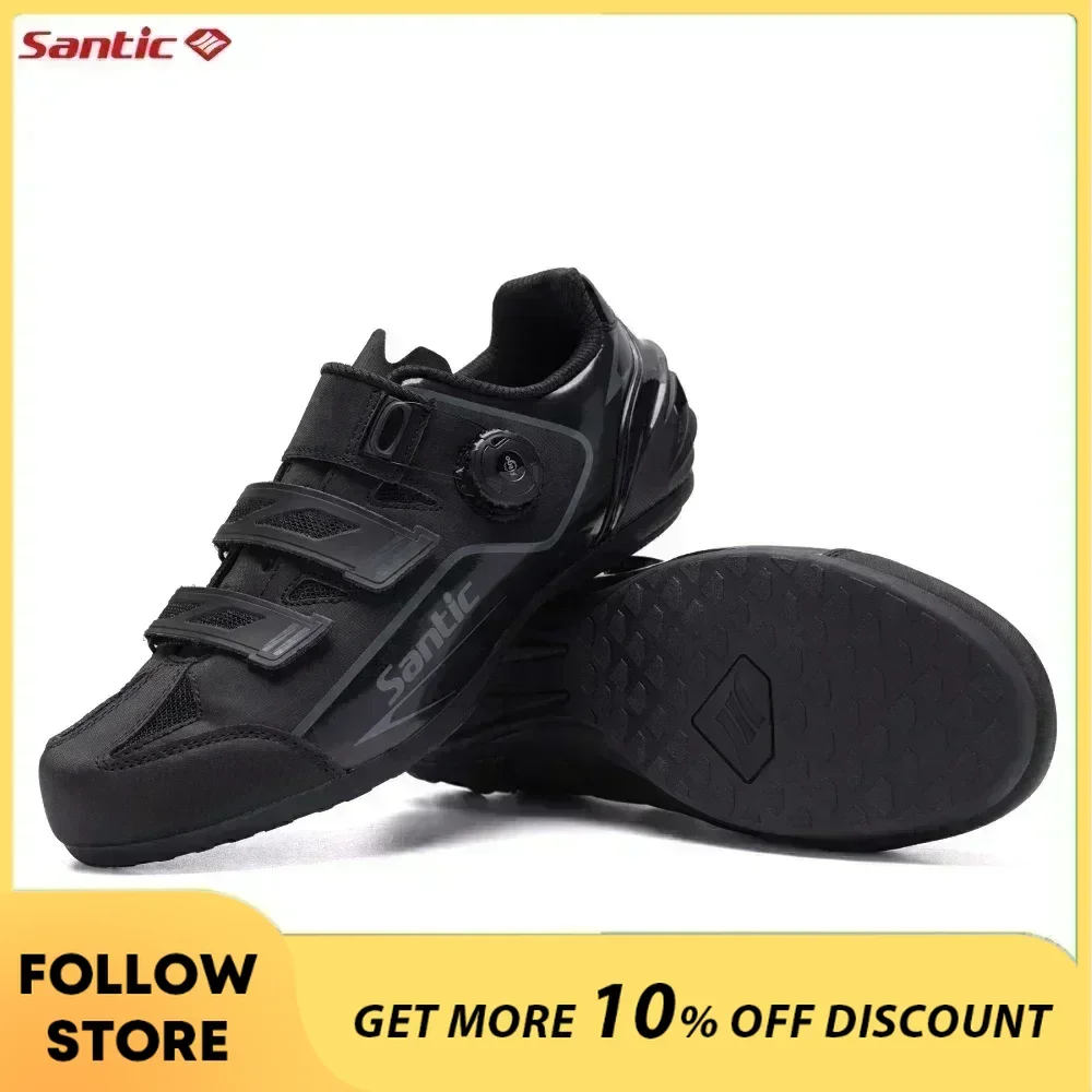 Santic Non-locking Power-assisted Cycling Shoes Men's Outdoor Breathable Sport Bicycle Shoes Wear-resistant Toe Riding Sneakers