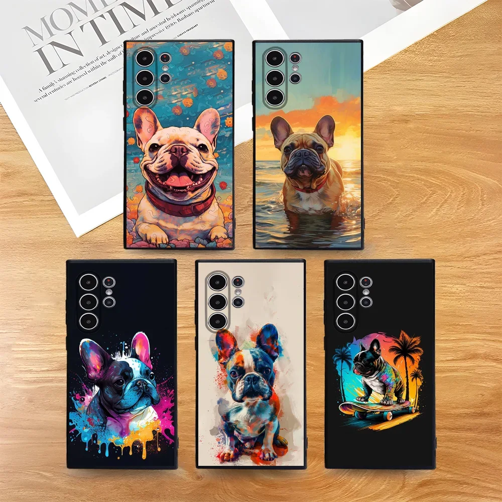Französische Bulldogge Hund Mops Handyhülle für Samsung S Serie S21 S22 S23 S24 S25 FE Plus Ultra TPU weich bis hautfreundliche Hülle
