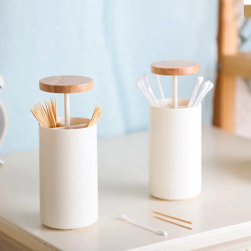 Toothpick Holder Cotton Swabs Box Automatic Pop-up Toothpick Storage Case Dispenser Dental Floss Storage Container Home Decor