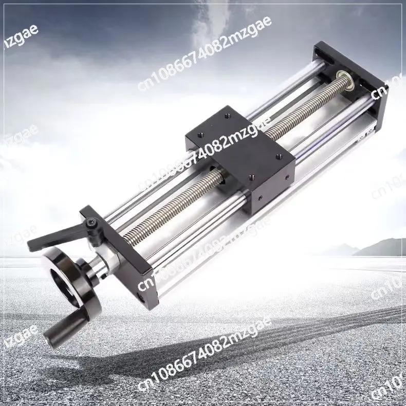 Modul meja geser linier sekrup baja tahan karat trapesium sumbu ganda 80, meja angkat silang manual