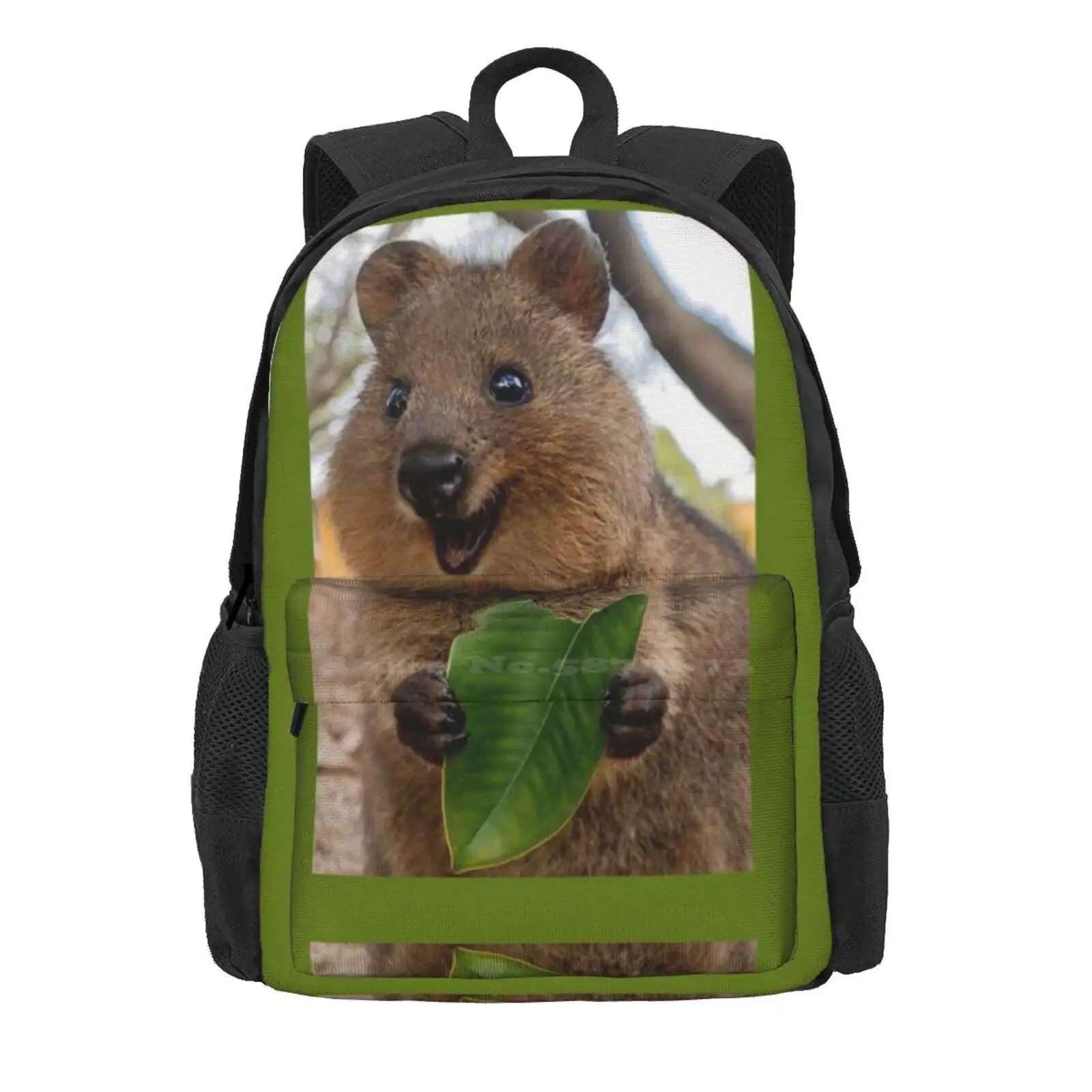 Cvocca Quokka Hot Sale Schoolbag Backpack Fashion Bags Cvocca Quokka Animal Funny Smile Crazy Cute Cuties Nature Green Kangaroo