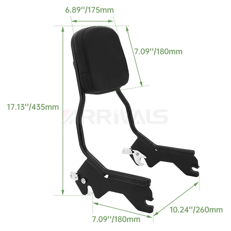 Black Motorcycle Detachable Sissy Bar Passenger Rear Backrest Pad For Harley Softail Slim Street Bob Deluxe 2018-2022