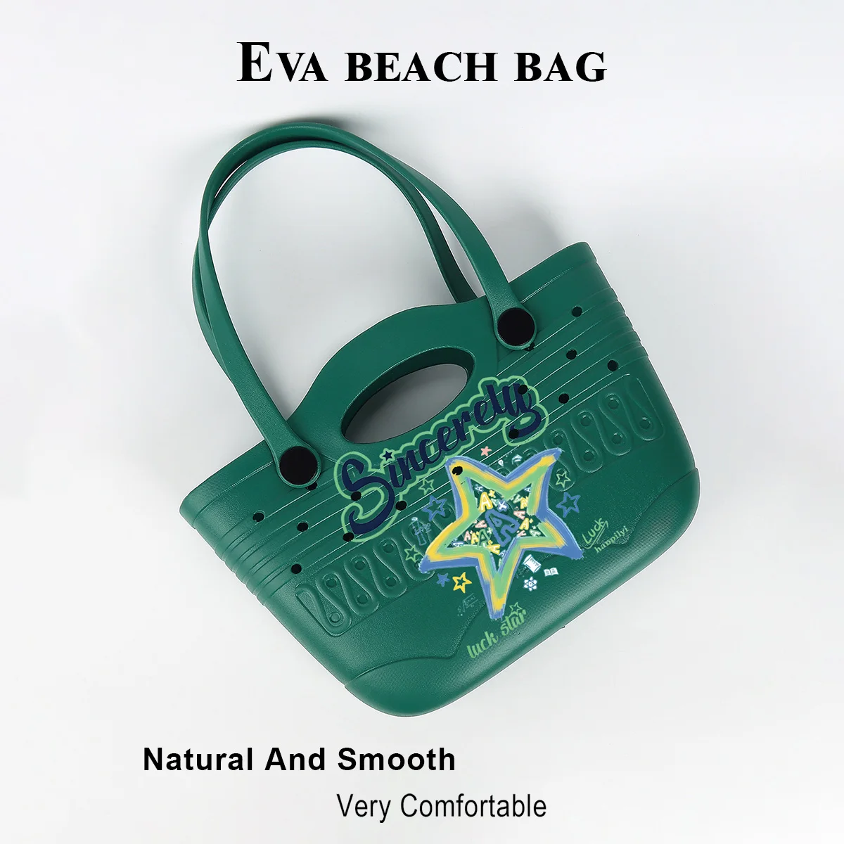 1 Fashionable Star-Printed Eva Beach Bag, Waterproof and Durable, Suitable for Use at the Beach or Seaside, with a Large Capacity to Hold Items Such as Mobile Phones, Books, Swimsuits, Etc., Suitable for Travel, Vacation, Daily Shopping, and Commuting
