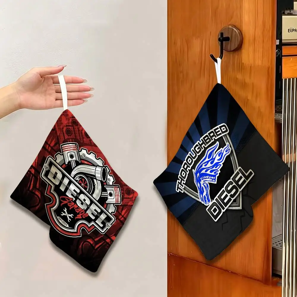 D-DIESEL Logo Polyester Cotton Hand Wiping Towel, Anti-shrink Hanging Kitchen Cloth for Household Cleaning