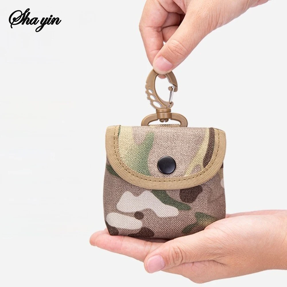 Waterproof Camp Mini Oxford Fabric Keychain Bag, Outdoor Hunting Camouflage Waist Bag for Earphone Keys Coin，EDC Carry Organizer