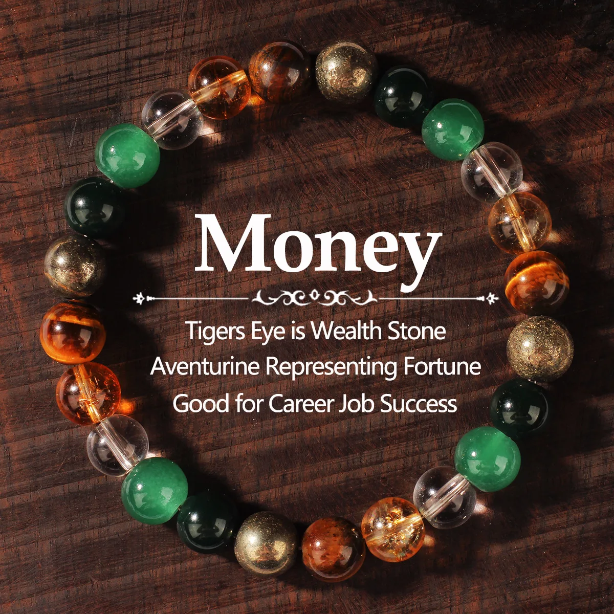 MONEY MAGNET BRACELET Relaxing Success Enhancing natural stone  elastic beaded bracelets