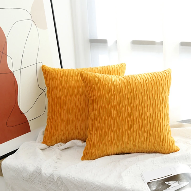 Decorativas Capas de travesseiro para Sala Sofá, Onda plissada, Padrão Listrado, Monocromático, Macio, Decorativo