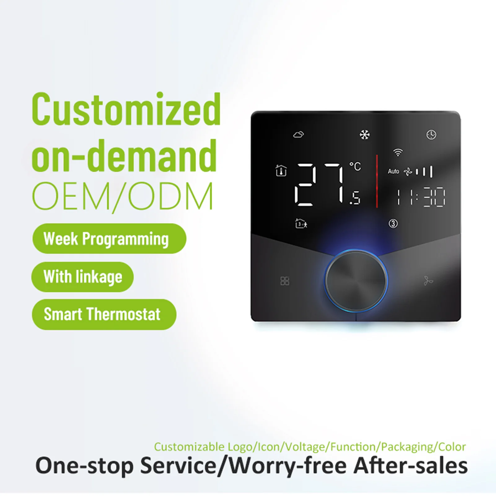 Panel Kontrol AC 2 Pipa Layar Sentuh Tampilan Digital Pengendali HVAC Pusat 5 + 2 6 Periode AC Dapat Diprogram 95-240V