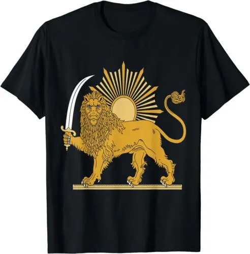 Iran Iranian Symbol Coat Of Arms Lion Design Best Tee T-Shirt S-3XL