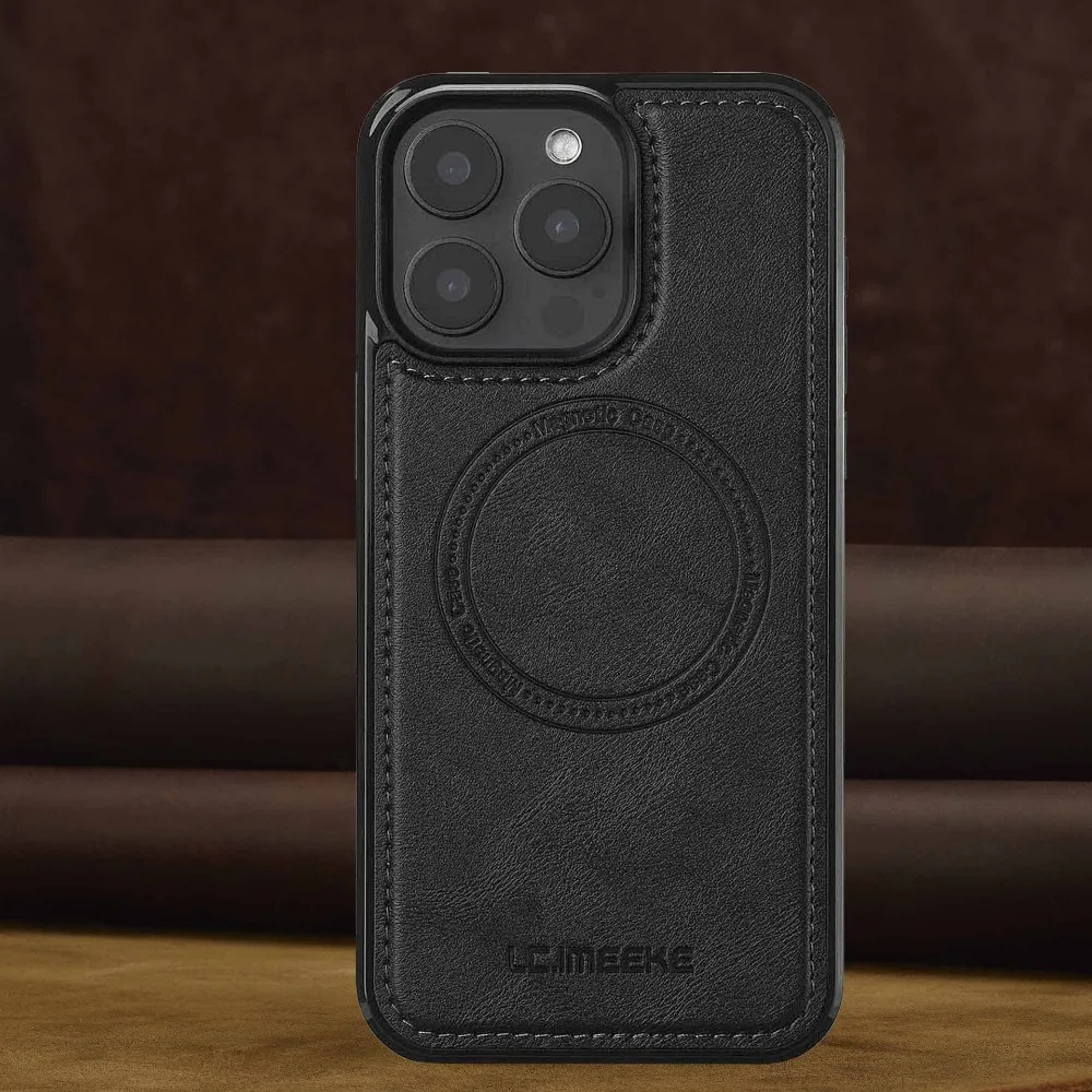 Magnetische Leder-Handyhülle für iPhone 17 17e Air 16e 16 15 13 12 11 Pro Max XS XR Plus Mini Stoßfeste Mag-safe Weiche Rückseiten-Abdeckung