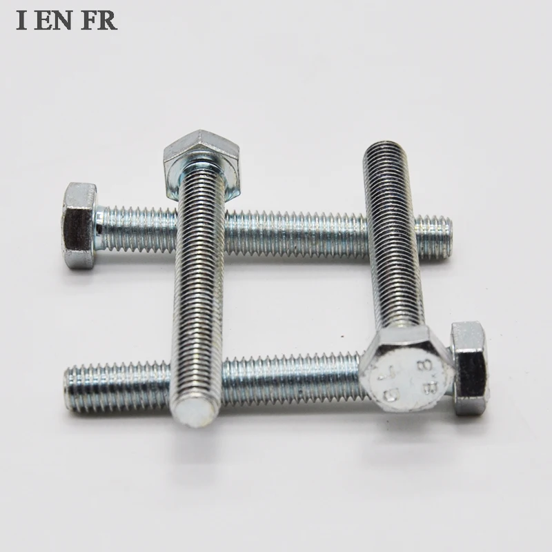 

1/10X M3 M4 M5 M6 M8 M10 M12 DIN933 GB5783 Galvanized Steel Full Thread External Hex Outside Hexagon Head Cap Screw Bolt