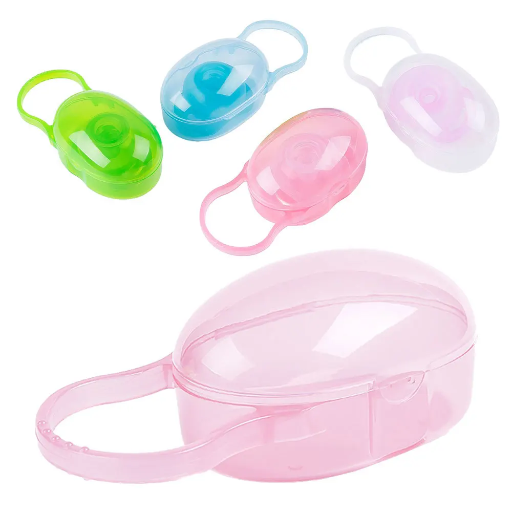 4 Buah Kotak Tempat Penyimpanan Dot Bayi Kotak Penyimpanan Dot Bayi Transparan Biru Hijau Merah Muda Cocok untuk Semua Klip Dot Utama