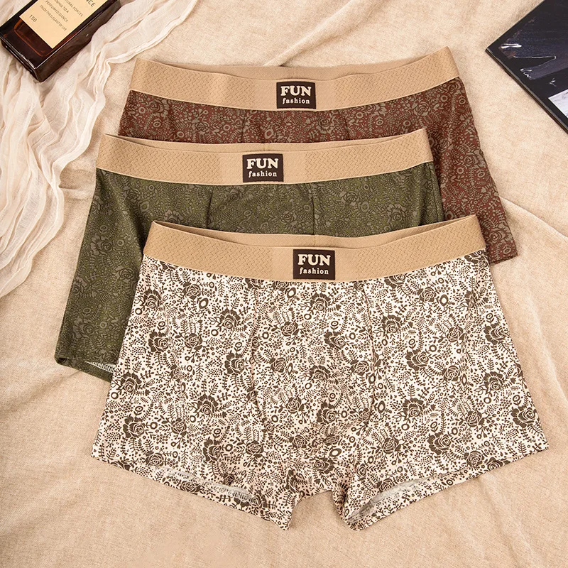 

8pcs/set Classical Floral Print Chinese style Men's Underwear Breathable Men Underpant Antibacterial Men's Boxer Shorts