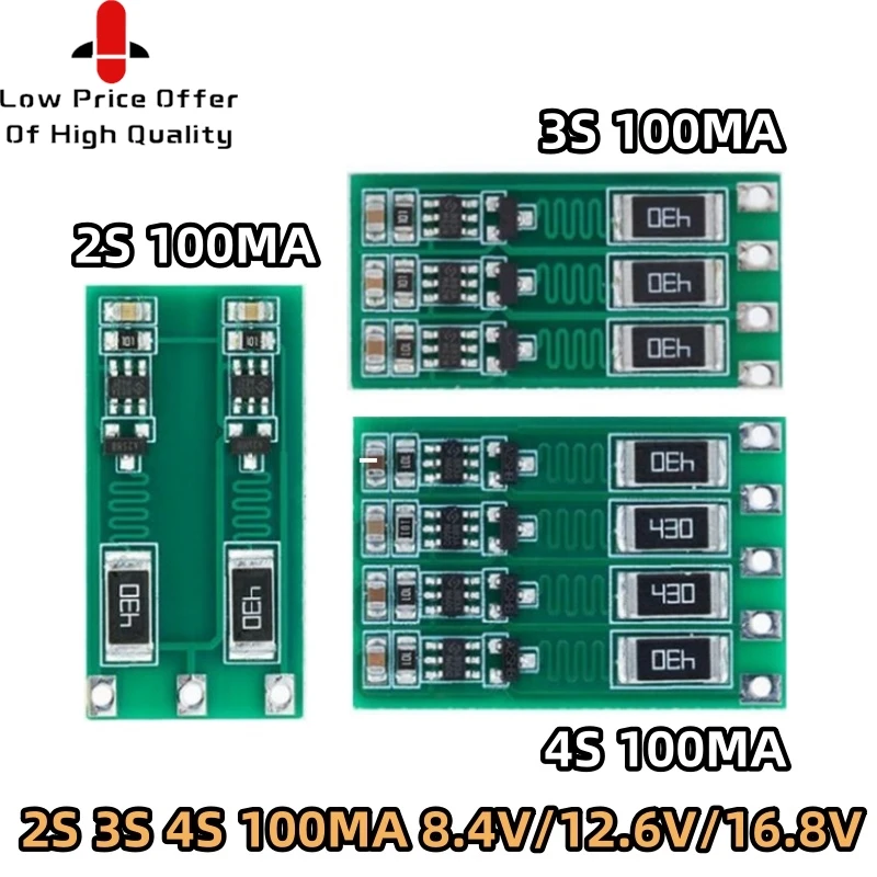 SAMIORE ROBT 2S 3S 4S Balance Board 8.4V 12.6V 16.8V 18650 Polymer Li-ion Lithium Battery Balancer BMS 100mA Balanced Current