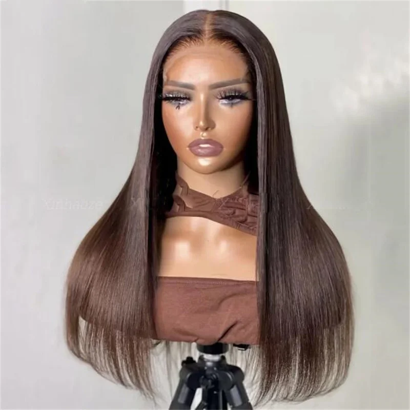 

Long Soft Glueless 30'' Natural Black Straight 5x5 Silk Base Jewish Human Hair Wig Baby Hair HD Lace European Hair Preplucked