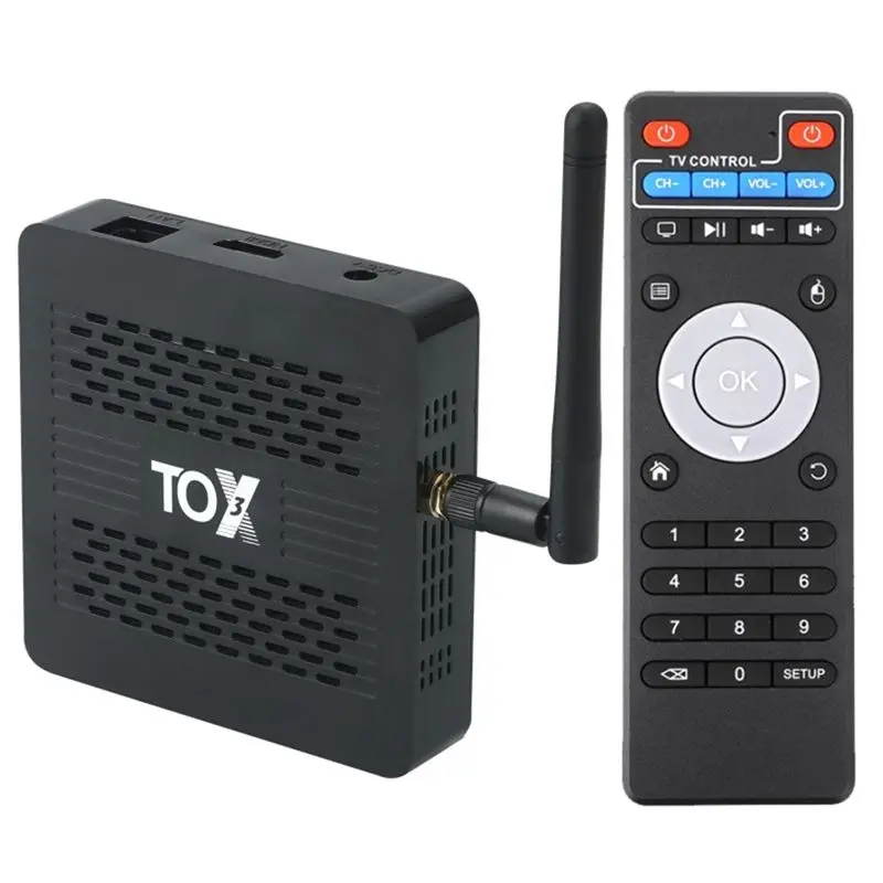 

TOX3 Smart TV Box Android 11 4GB 32GB Amlogic S905X4 Wifi 1000M BT 4K Media Player Set Top Box Support Audio US Plug