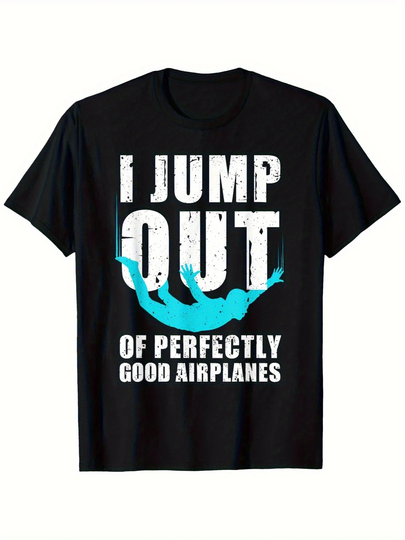 Camiseta Gráfica Divertida de Paracaidismo 2026 con la Frase 'I Jump Out' - Diseño Audaz de Salto con Paracaídas con la Frase 'I Jump Out of Perfectly Good Airplanes'