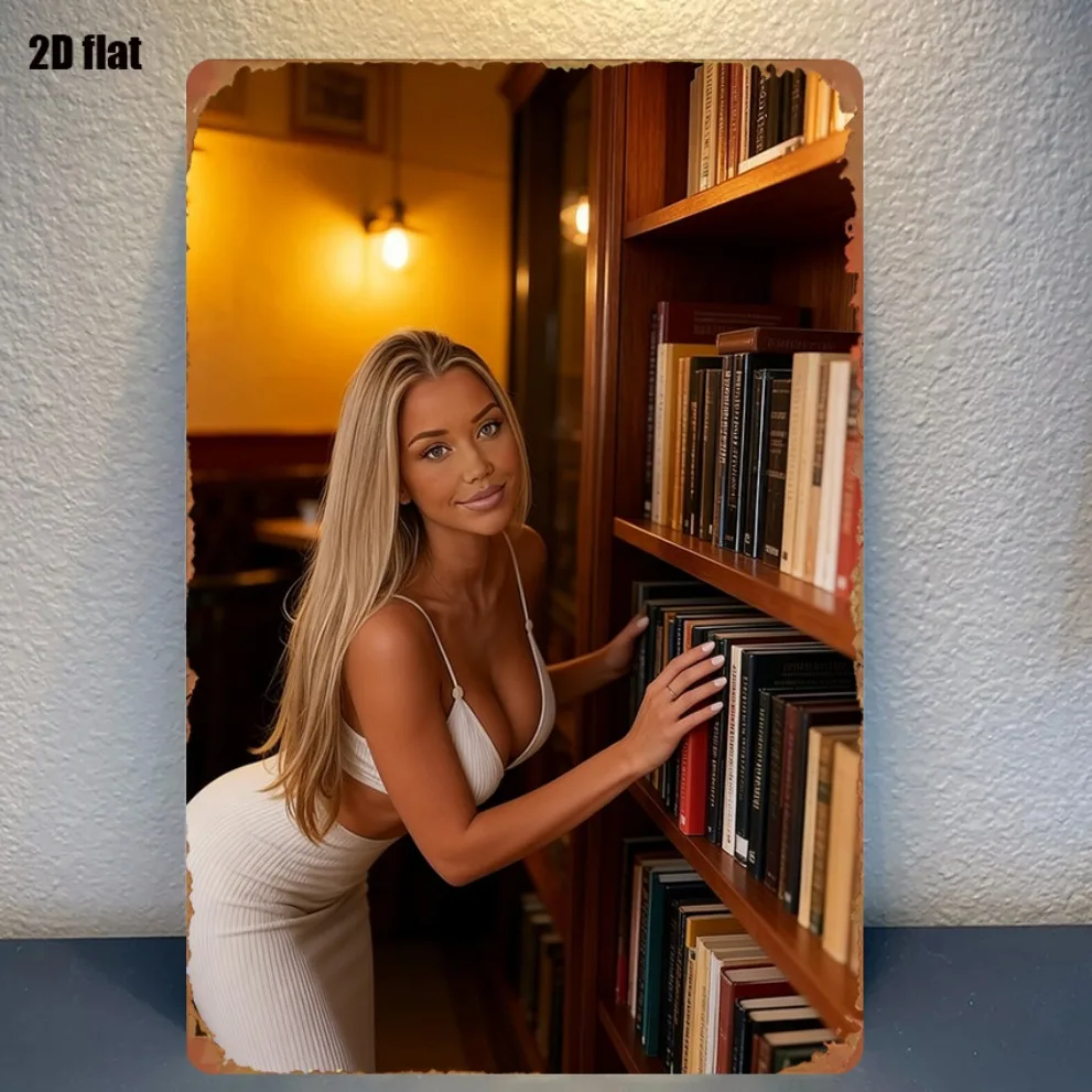 Elegantes Bücherregal mit Frau-Motiv, gemütlicher Kunstdruck, 20,3 x 30,5 cm, Wanddekoration für Schlafzimmer, Heimkino