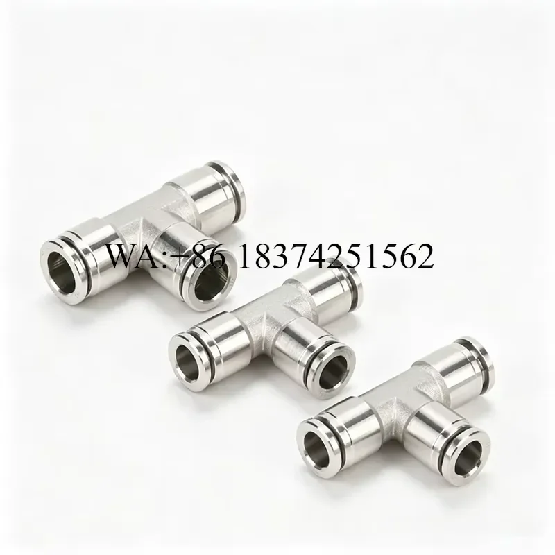 Wmwmnu for 4mm 6mm 8mm 10mm 12mm 14mm 16mm Tee 3 Way Splitter Pneumatic 304 Stainless Steel Push In Quick Connector Release