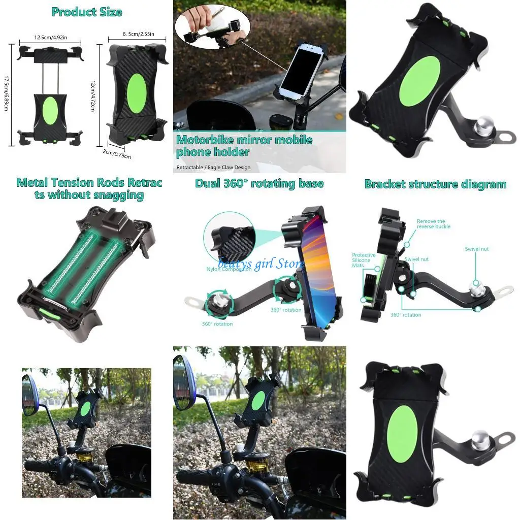 

C7AB Motorcycle Phone Mount Abs Stand 360 Вращающийся телефон.