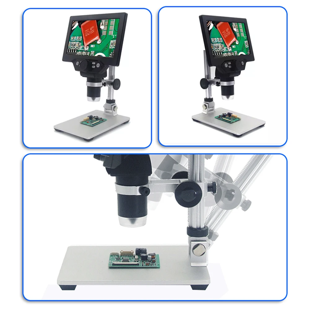 1200X Video Soldering Microscope with 8 LED Light 7inch LCD Portable Microscopes Photo/Video Microscope for Soldering PCB Repair