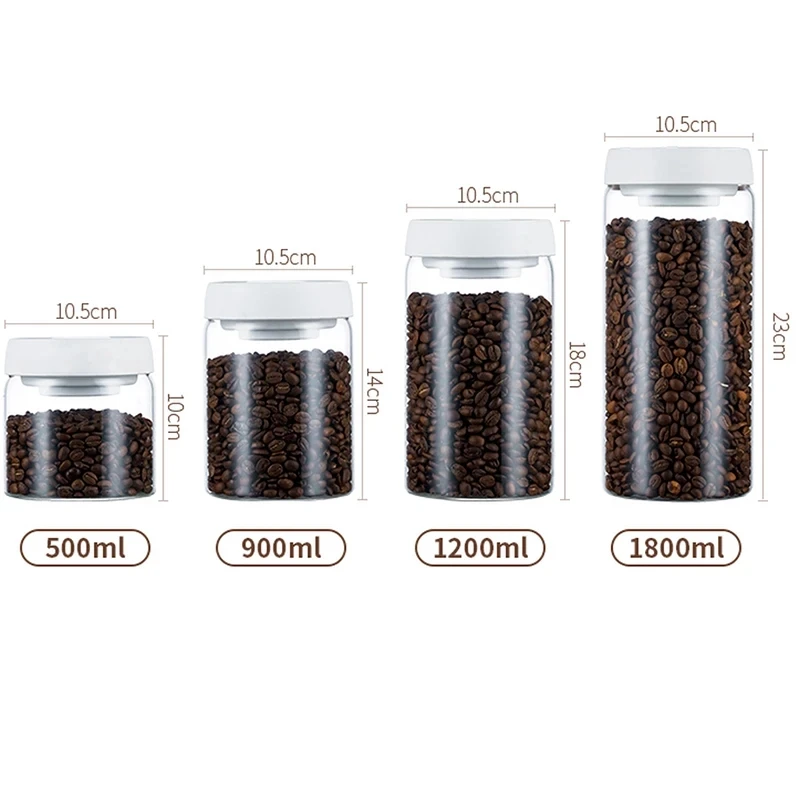 Borosilicate Glass Kitchen Storage Jars, Coffee Canisters with Airtight Lid Seal, Food Storage Containers Tea, Sugar, Candy