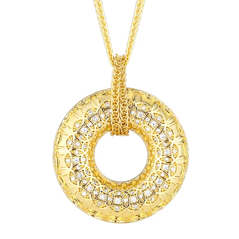 New Hot-Selling Jewelry Genuine Gold Filigree Ancient Coin Pattern Peace Buckle Pendant Necklace