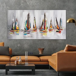 One Piece Abstract Boat Ship Posters SailBoat Painting Canvas Print Wall Picture for Living Room Modern Home Decoration No Frame