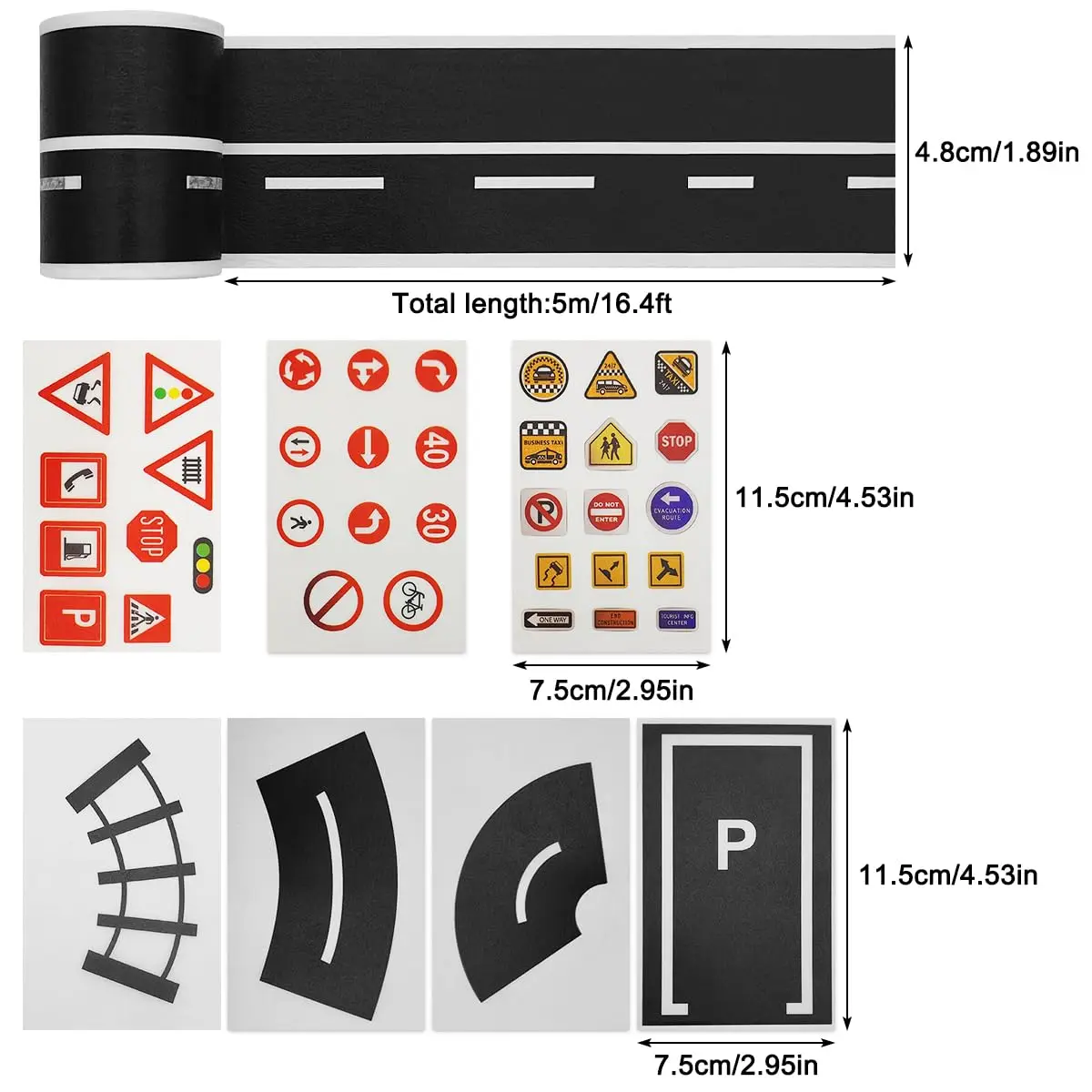 2/4/5Pcs DIY Railway Road Tape Traffic Sticker Adhesive Intelligence Route Mark Safety Education Creative Study Road Signs Tool