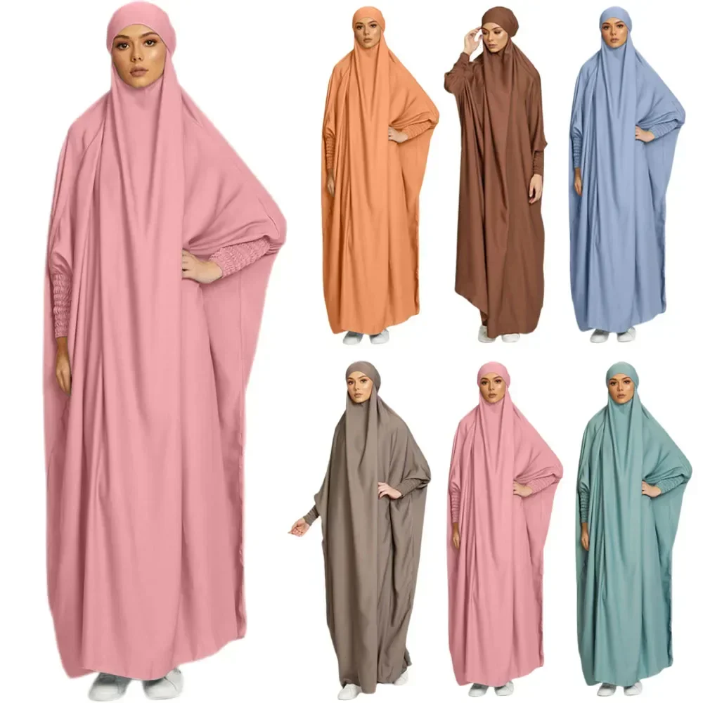 

Ramadan Hooded Abaya One Piece Jilbab Muslim Women Prayer Garment Dubai FullCover Khimar Hijab Dress Niqab Islam Abayas Djellaba