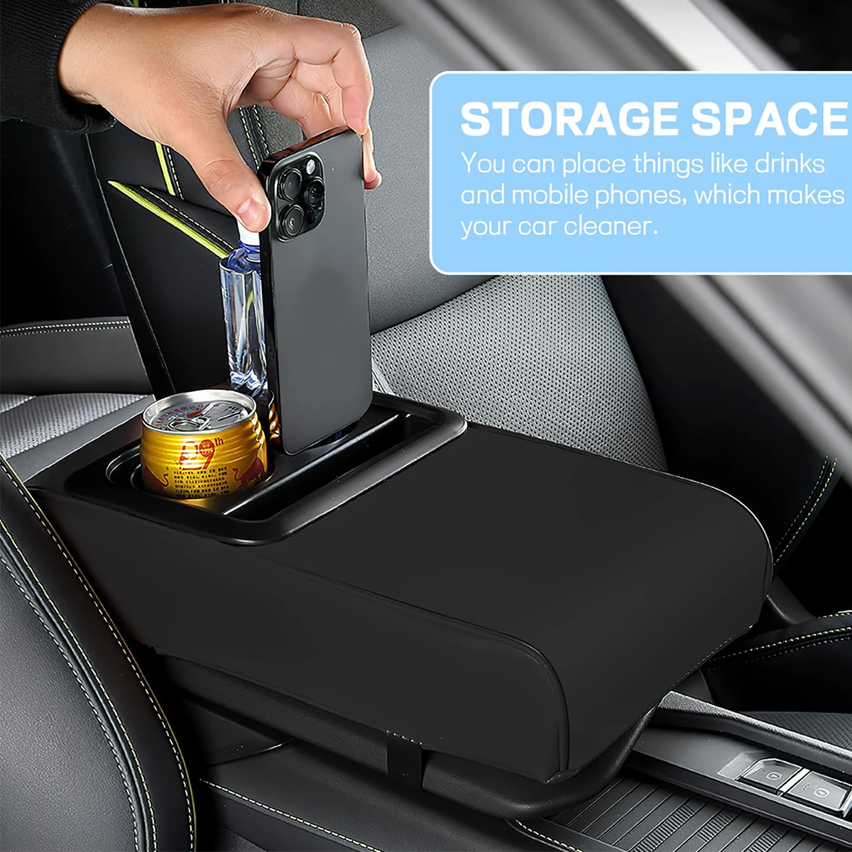 Universal Car Armrest Cushion with Cup Holder, Heightened Multi-Functional Console Organizer view 5
