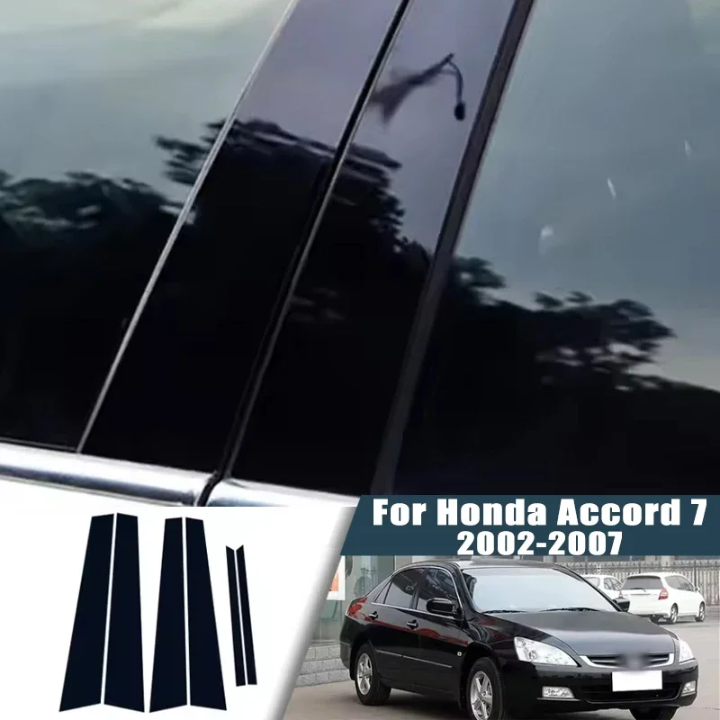 

For Honda Accord 7 2002-2007 2003 2004 2005 6pcs Window Center Pillar Film Trim Cover B C Posts Sticker Column Car Accessorie