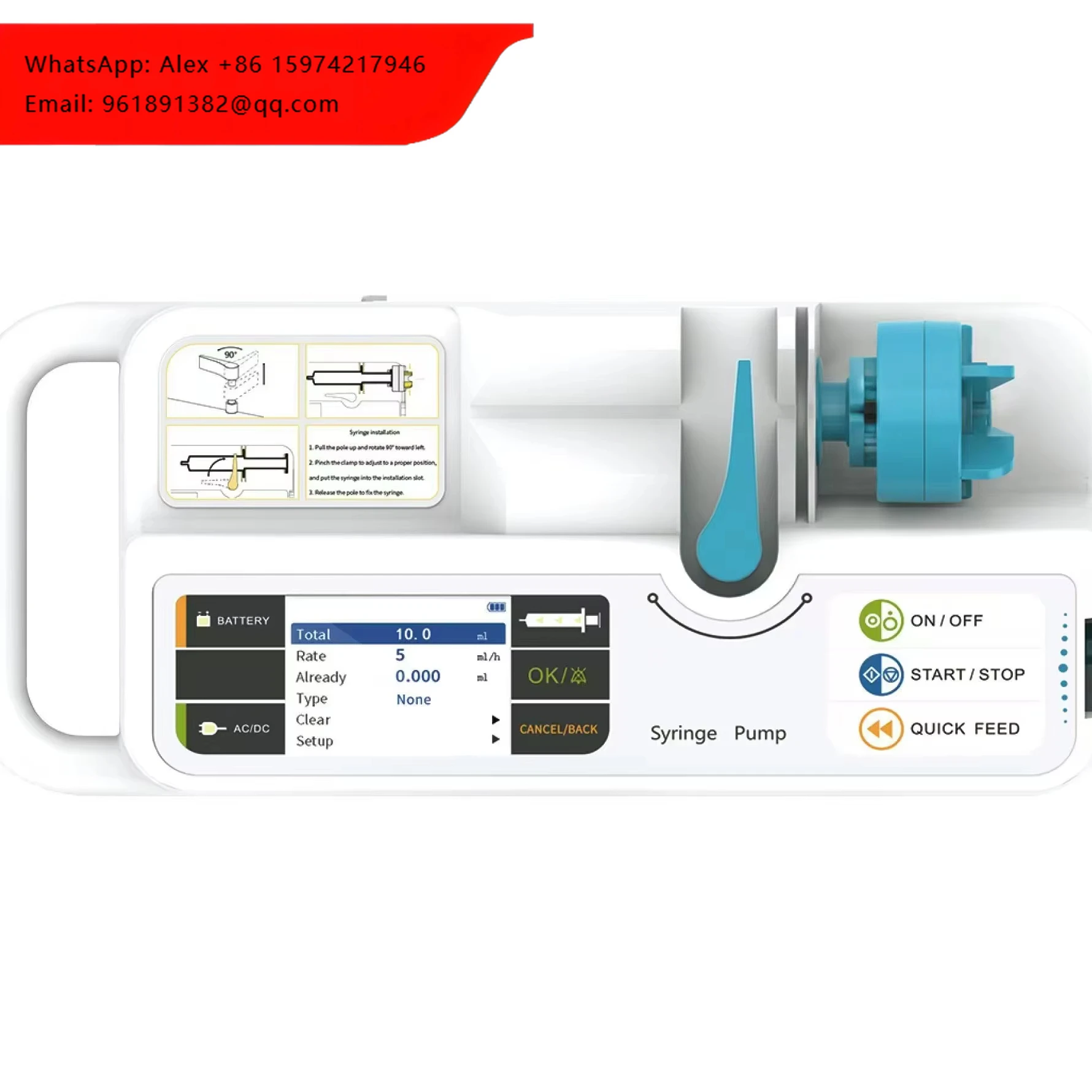 

Automatic Veterinary Syringe Pump Eco-friendly LCD Display Medical Electric Glass Tube For Animal Dog Diagnostics Injection