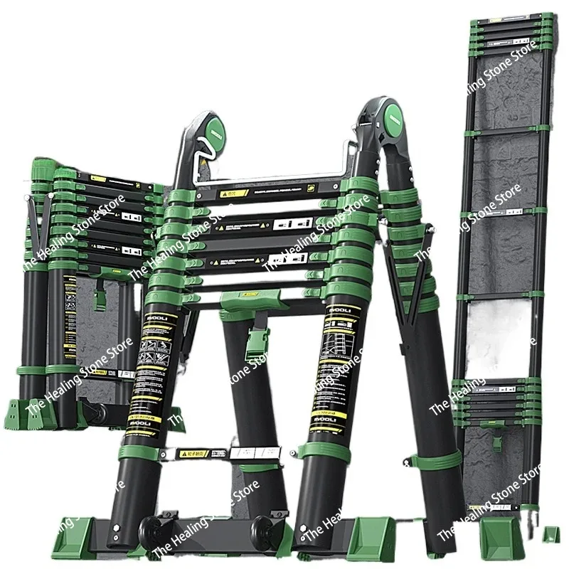 Picture 3: New High-end Telescopic Ladder Thickened Engineering 30 Step Household Ladder Aluminum Alloy Multifunctional Ladder