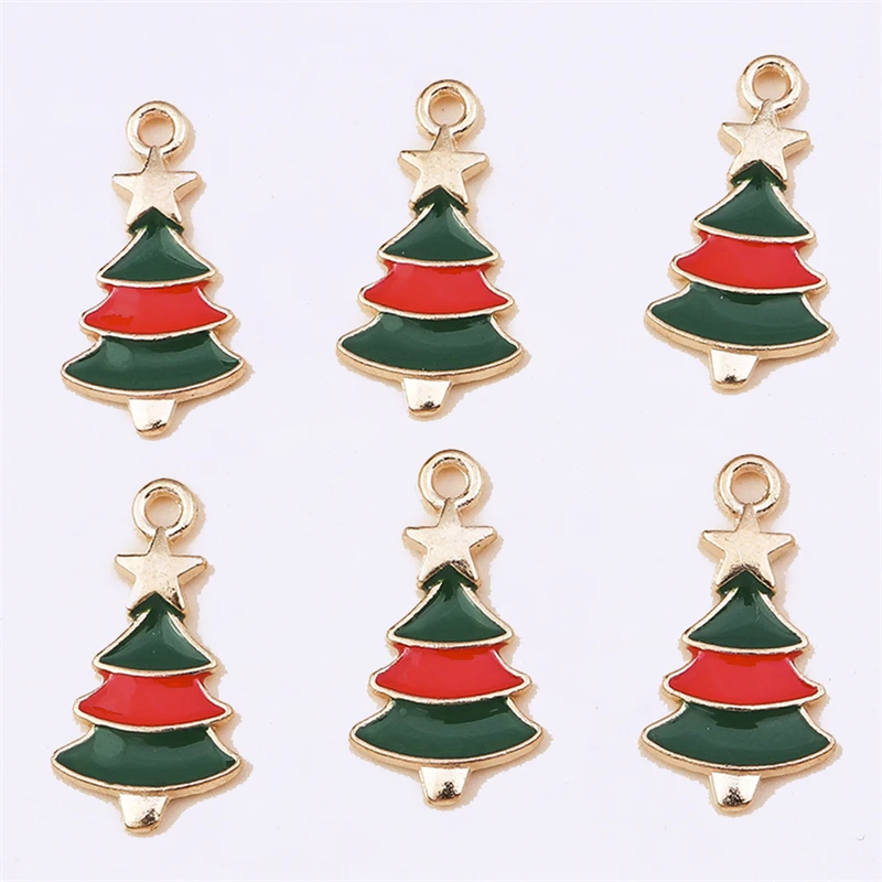 

Duarte 20Pcs/Lot Cute Enamel Christmas Pine Tree Charms Pendants for Jewelry Making Necklaces Earrings DIY Crafts Accessories